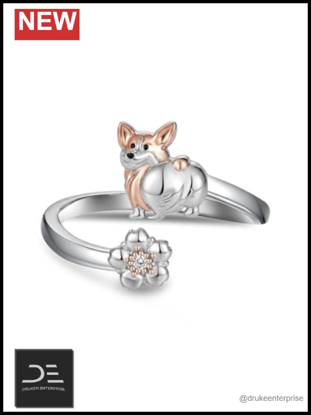925 Sterling Silver Corgi Ring Dog Jewelry Gift for Women